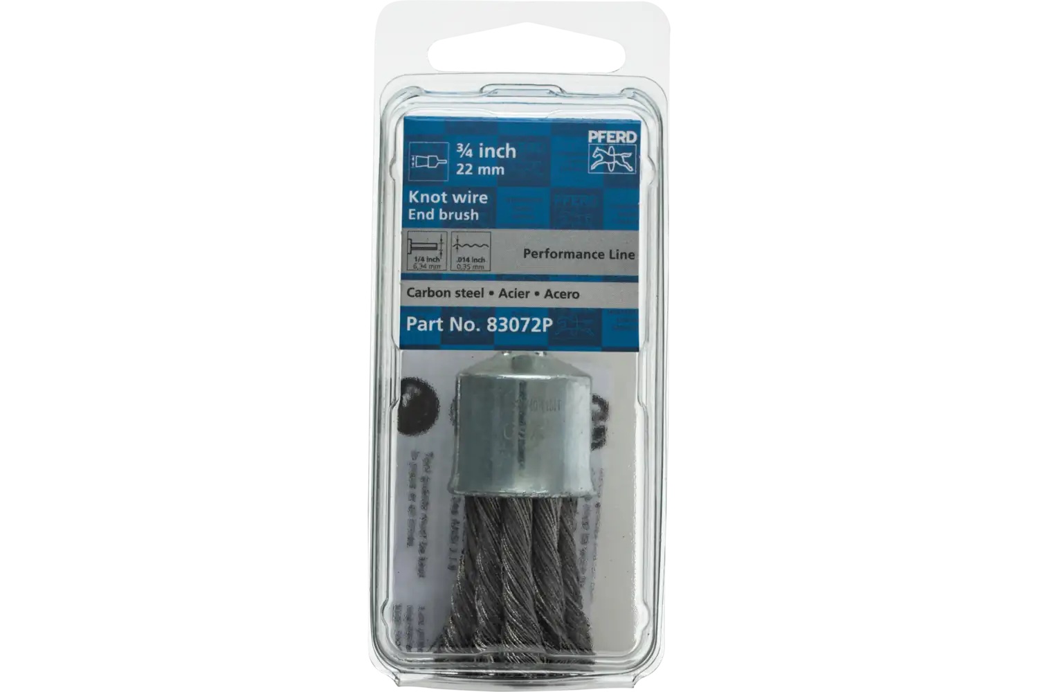 Picture of Pferd Knot Wire End Brush 3/4" Dia. Flared Cup .014 Carbon Steel 1/4" Shank Retail